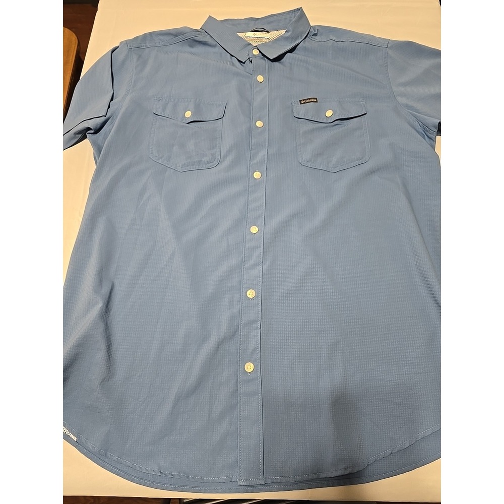 Columbia Blue Performance Vented Fishing Golf Polo Shirt Mens XL‎ Omni  Sports